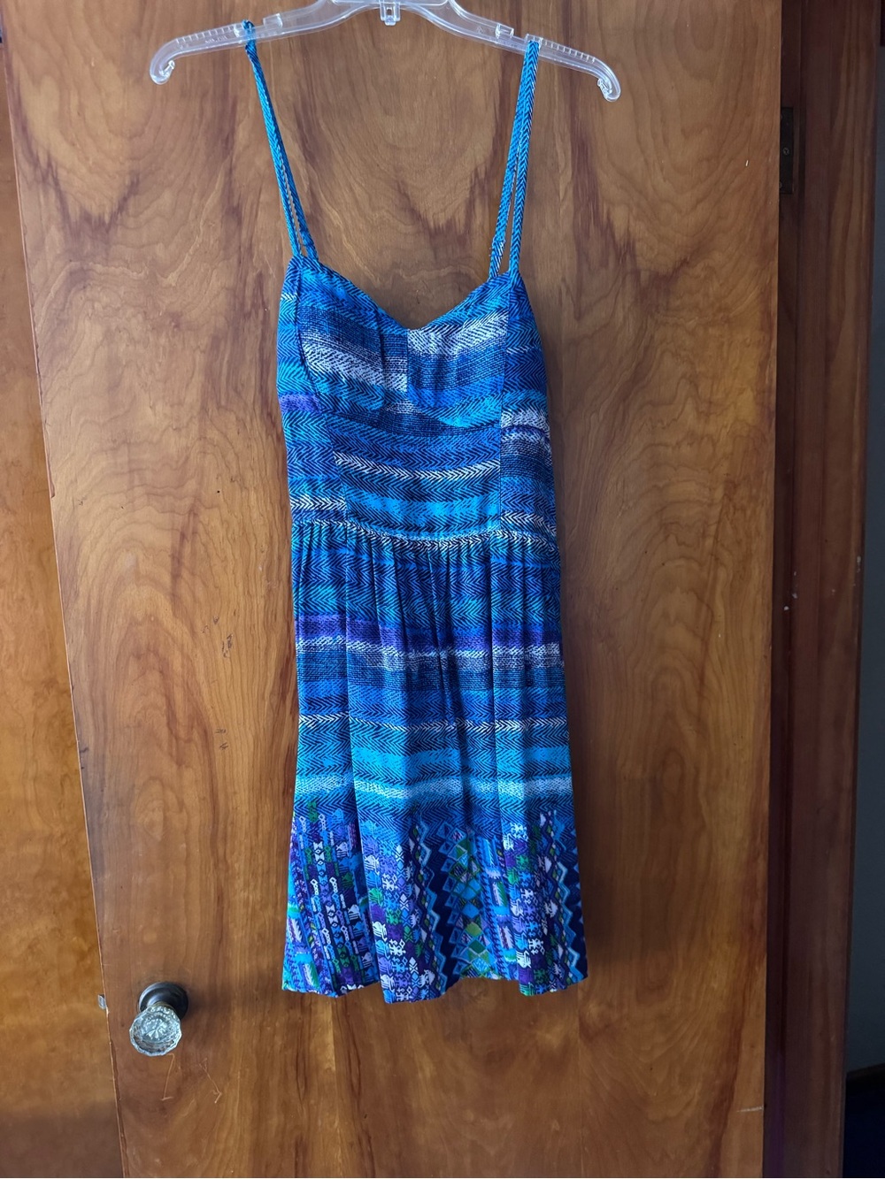 Love Reign Blue & Teal Patterned Mini Dress